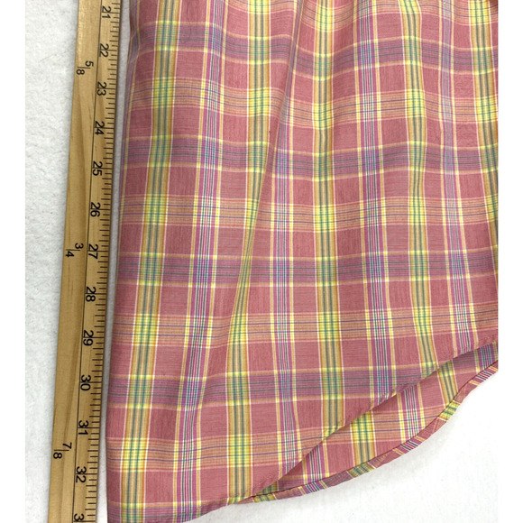 Lands' End Mens Shirt Size 16 1/2- 33 No Iron Pink Plaid Button Down Long Sleeve - Picture 7 of 8